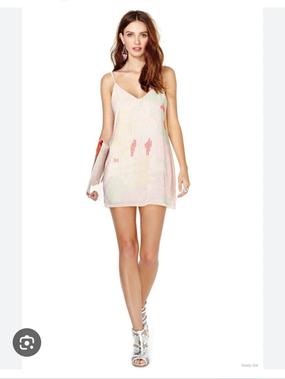 Nasty Gal Escapade Sequin Slip Dress Blish Light Pink Size M NWT